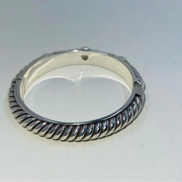 BRIGHTON Pearl Magic Crystal Hinged Bracelet Bangle - Picture 4 of 8